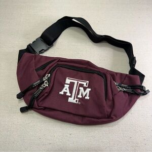 Maroon A&M Embroidered Waist Bag with Adjustable Strap